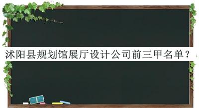 沭陽縣規(guī)劃館展廳設(shè)計(jì)公司前三甲名單揭曉，閱后既刪